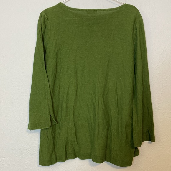 J. Jill Women's Size S *PATCHED* Green Linen Blend Lightweight Sweater Shirt Top - Picture 8 of 14
